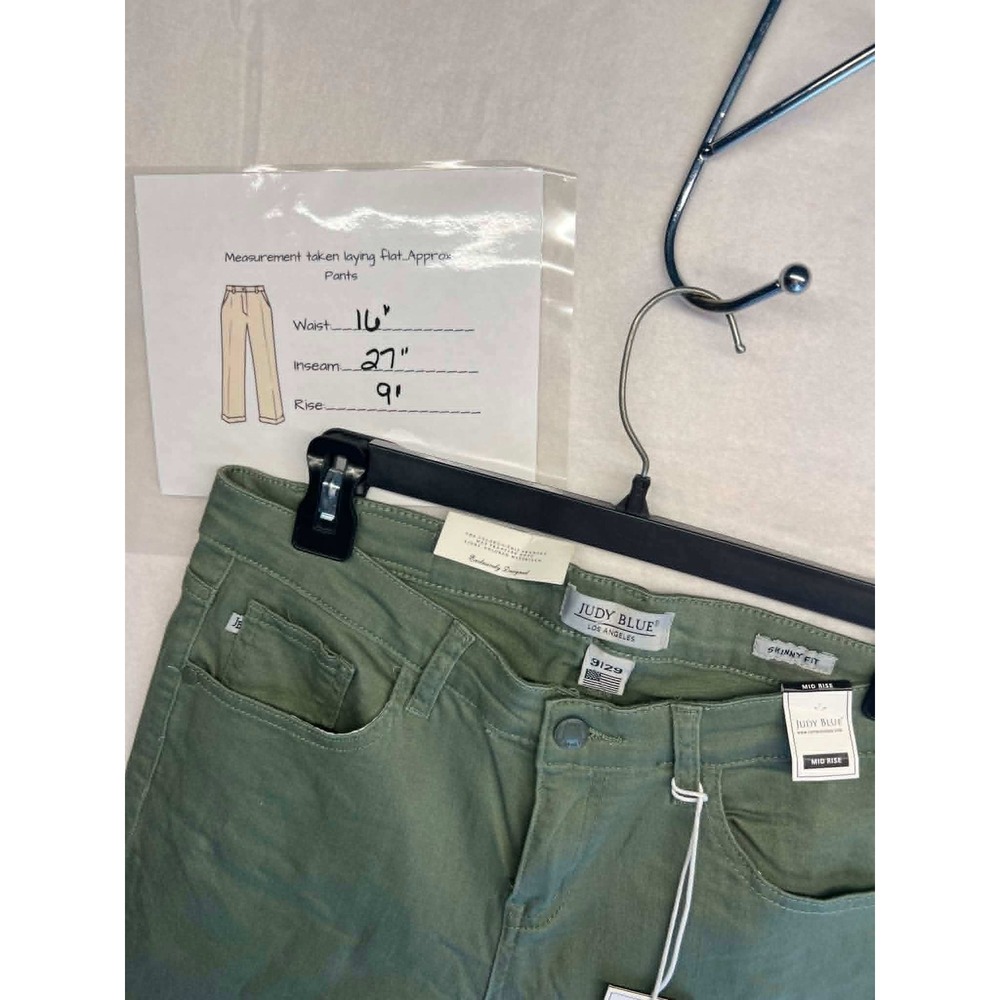Judy‎ Blue Olive Green Skinny Fit Mid Rise Colored Denim Jeans Size 9/29 - Picture 2 of 5